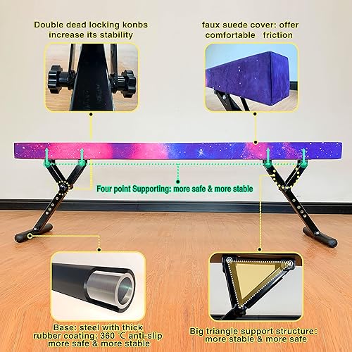 Miniatura 41 de MARFULA Viga de equilibrio ajustable de 8 pies de altura ajustable para niños y adolescentes de todos los niveles de gimnasia, equipo de gimnasia