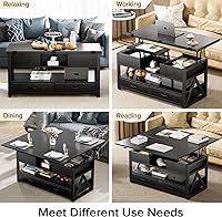 Vista 7 de Mesa de Centro con Tapa Elevable de 40", Mesas de Centro Elevables Multifunción 4 en 1 con Cajones de Almacenamiento y Compartimento Oculto, Mesa