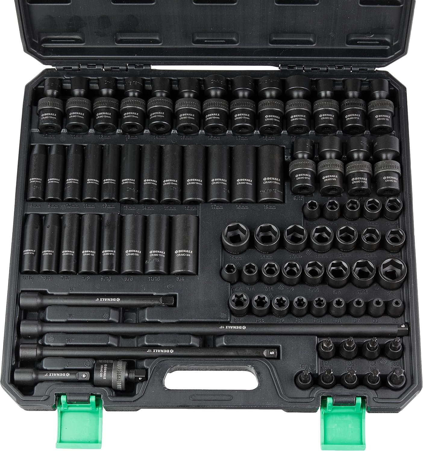 Amazon Brand - Denali 80-Piece 3/8-Inch Drive Impact Socket Set, SAE/Metric Size With Carrying Case, 18 x 14.4 x 3.7 inch