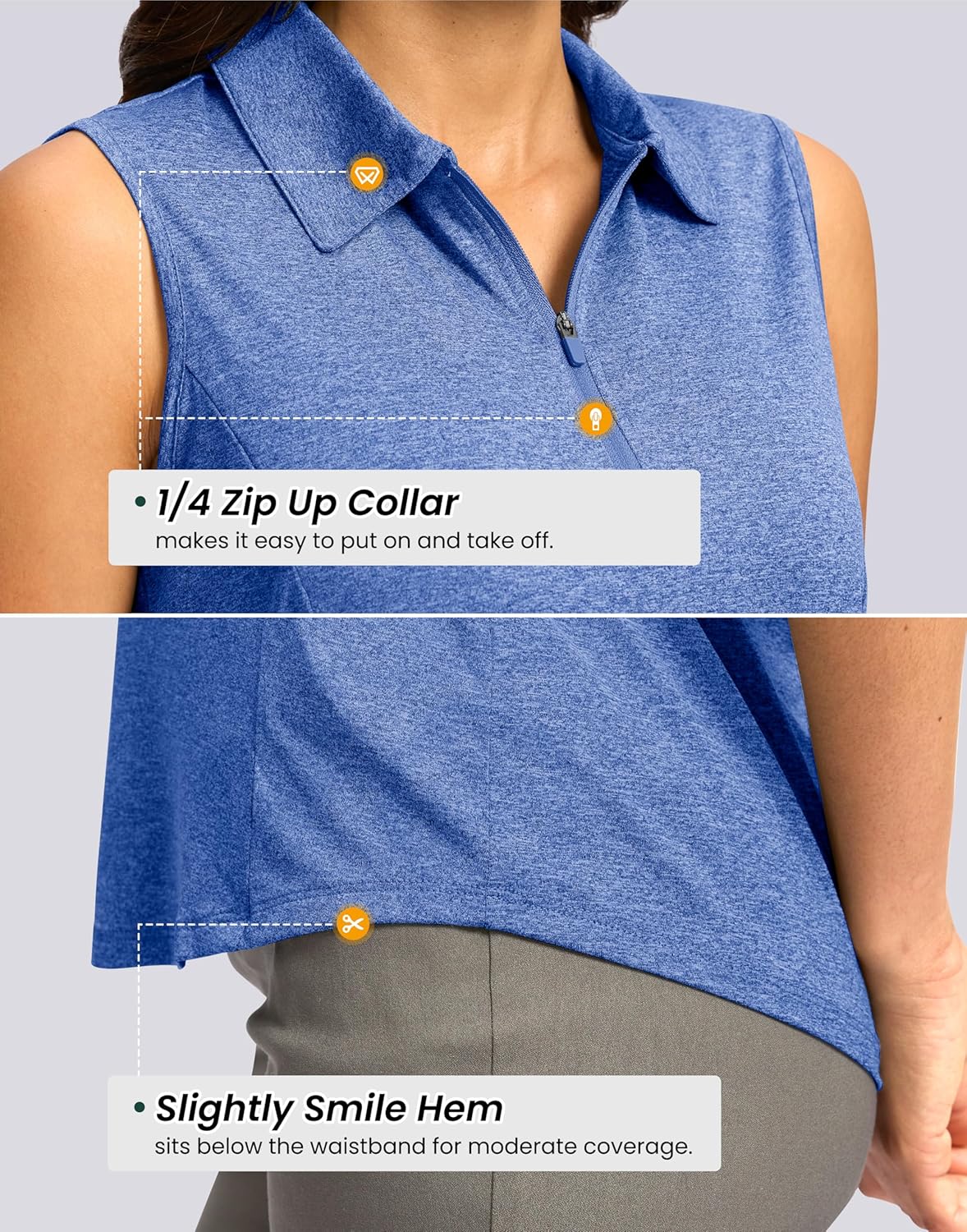 G Gradual Women's Golf Shirts Lightweight 1/4 Zip Collared Tank Top Sleeveless Polo Shirts for Tennis Pickleball Casual