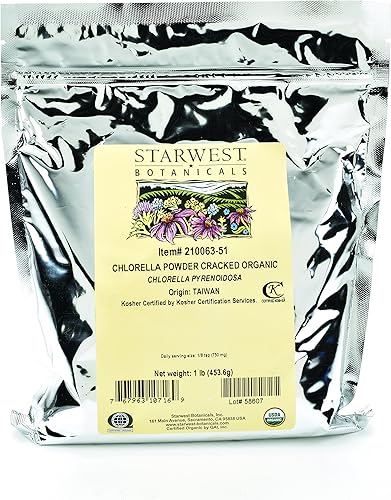 Starwest Botanicals Polvo orgánico de clorella (paredes celulares agrietadas), 1 libra