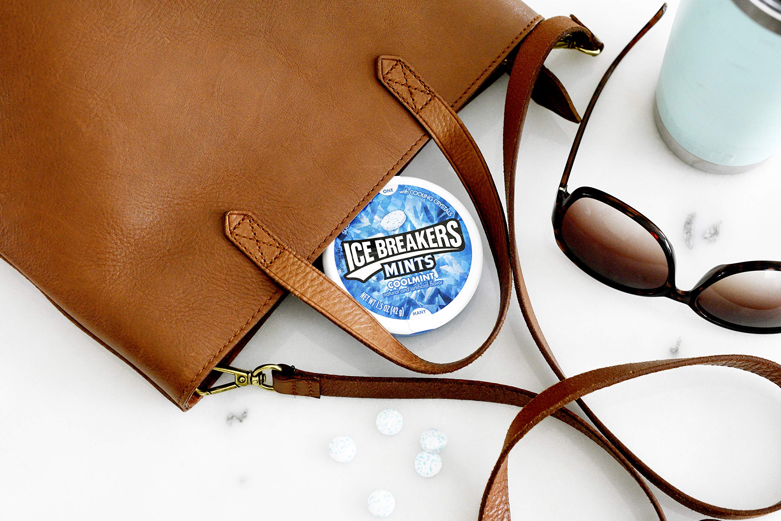 ICE BREAKERS Coolmint Sugar Free Breath Mints, Holiday, 1.5 oz Tins (8