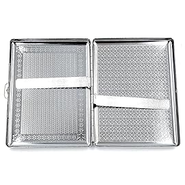 Retro Cigarette Case Victorian Style Metal Holder for Regular, King and 100\'s Size Credit Card Holder, Large with Poker Pattern (Ace-L100, Silver)