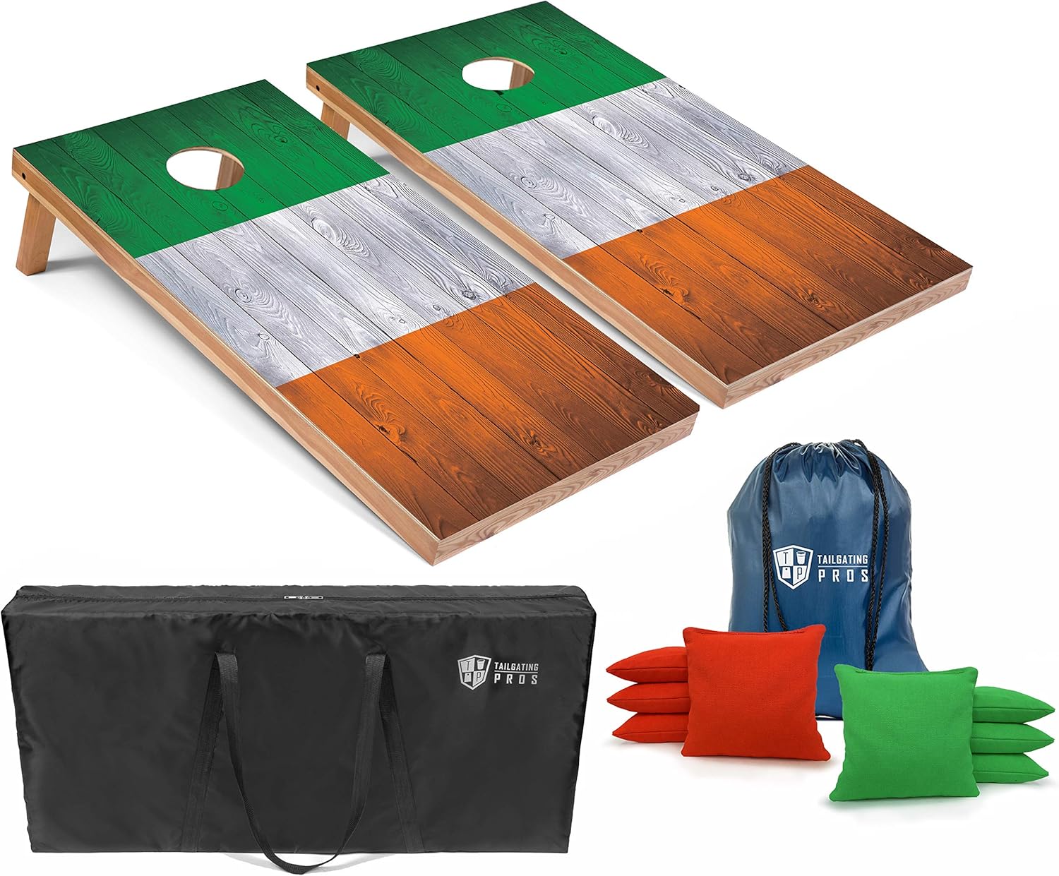 Tailgating Pros Regulation Flag Cornhole Board Sets Includes 8 Bean Bags and Carrying Totes 4'x2' Flag Toss Game Several Corn Hole Board Designs to Choose from!