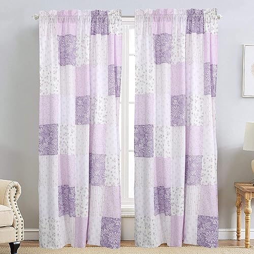 Miniatura 1 de Cozy Line Home Fashions Love of Lilac - Juego de cortinas de ventana de orquídea floral lavanda con alzapaños, 84 x 53 pulgadas, 2 paneles