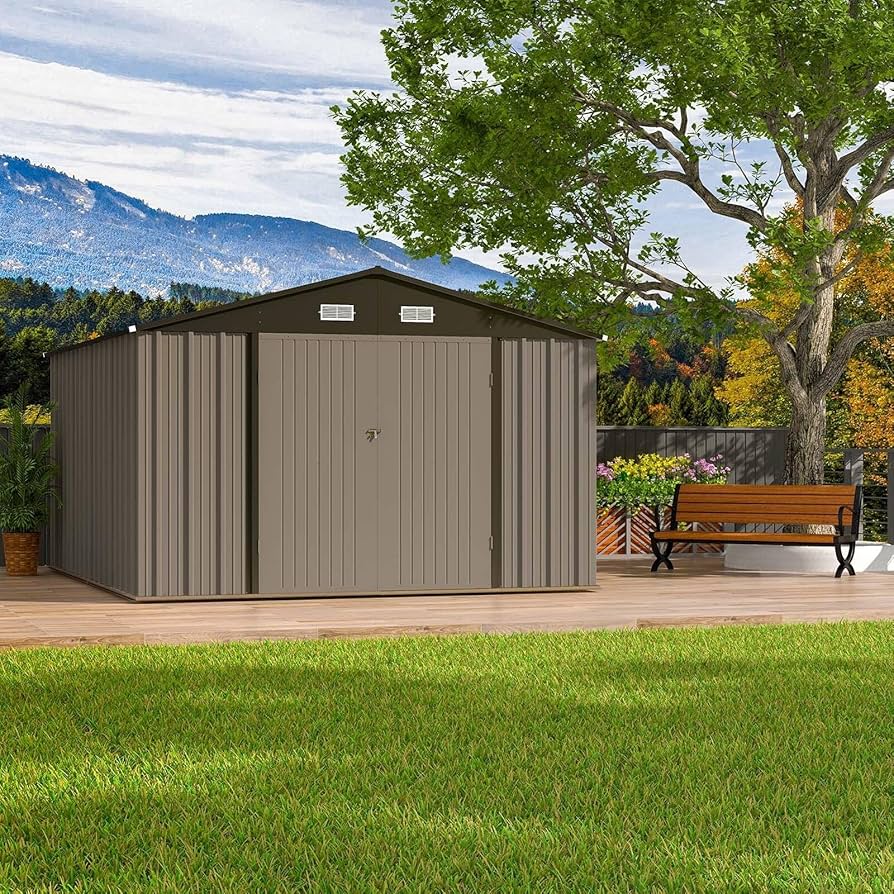 Amazon.com: 10' X 12' Outdoor Garden Metal Steel Storage Shed with