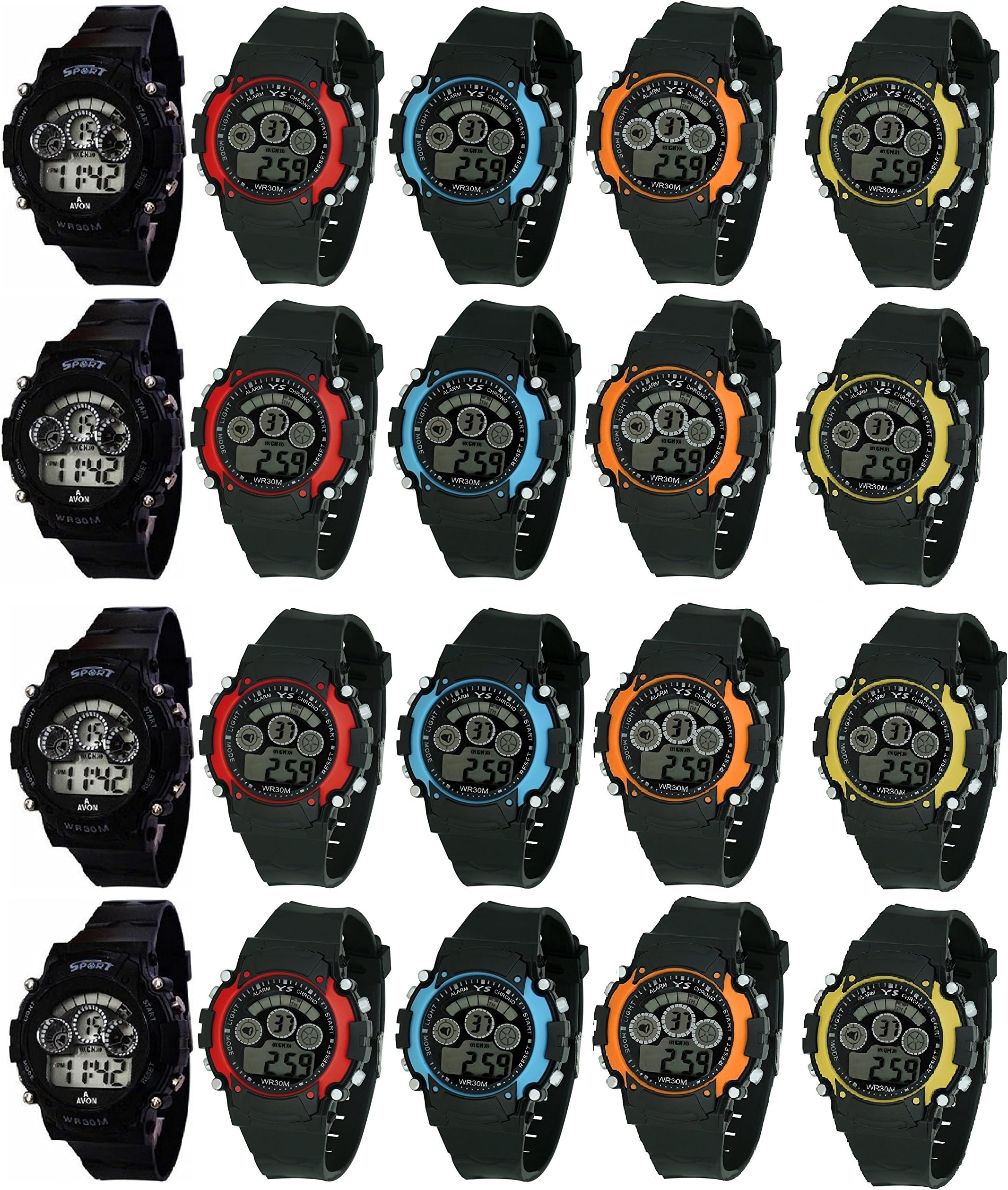 Haunt Multifunction Digital Sports Smart Band with 7 Colors Light (Multicolour) - Set of 20