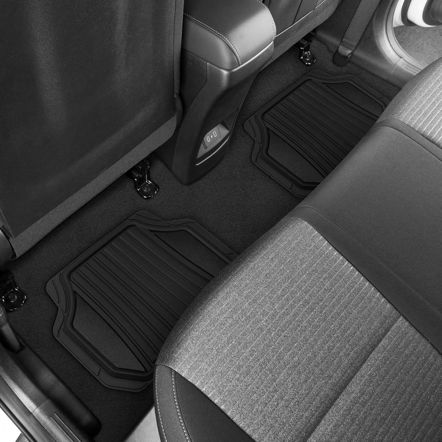 Motor Trend Rubber Car Floor Mats - Durable, All Weather Protection with Non-Slip Backing, Two Tone Accent - For Front and Rear, Black & Gloss Black