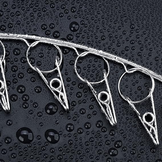 Toplife Clothes Hanger with 10 Clips, Stainless Steel, Windproof, for Drying Socks, Bras, Underwears, Baby Clothes, Hats, Scarfs, Towels, Pants and Gloves, Set of 4 (Outdoors)