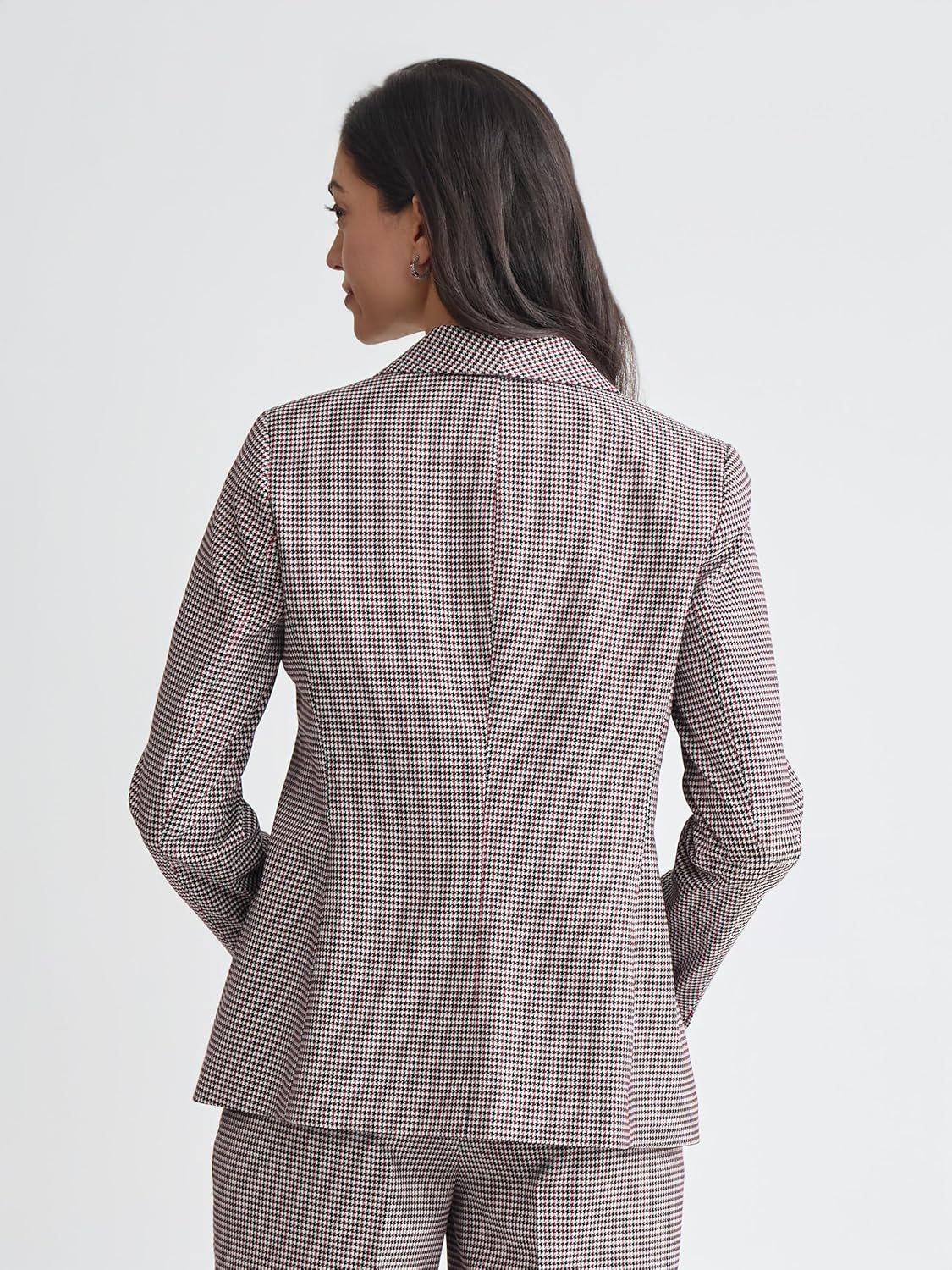 Kasper Womens Houndstooth One Button Blazer - Image 4
