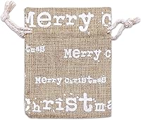 Vista 10 de TheDisplayGuys - Paquete de 12 bolsas de regalo de lona de yute reutilizables de 6 x 8 pulgadas con cordones (estrellas blancas, medianas)