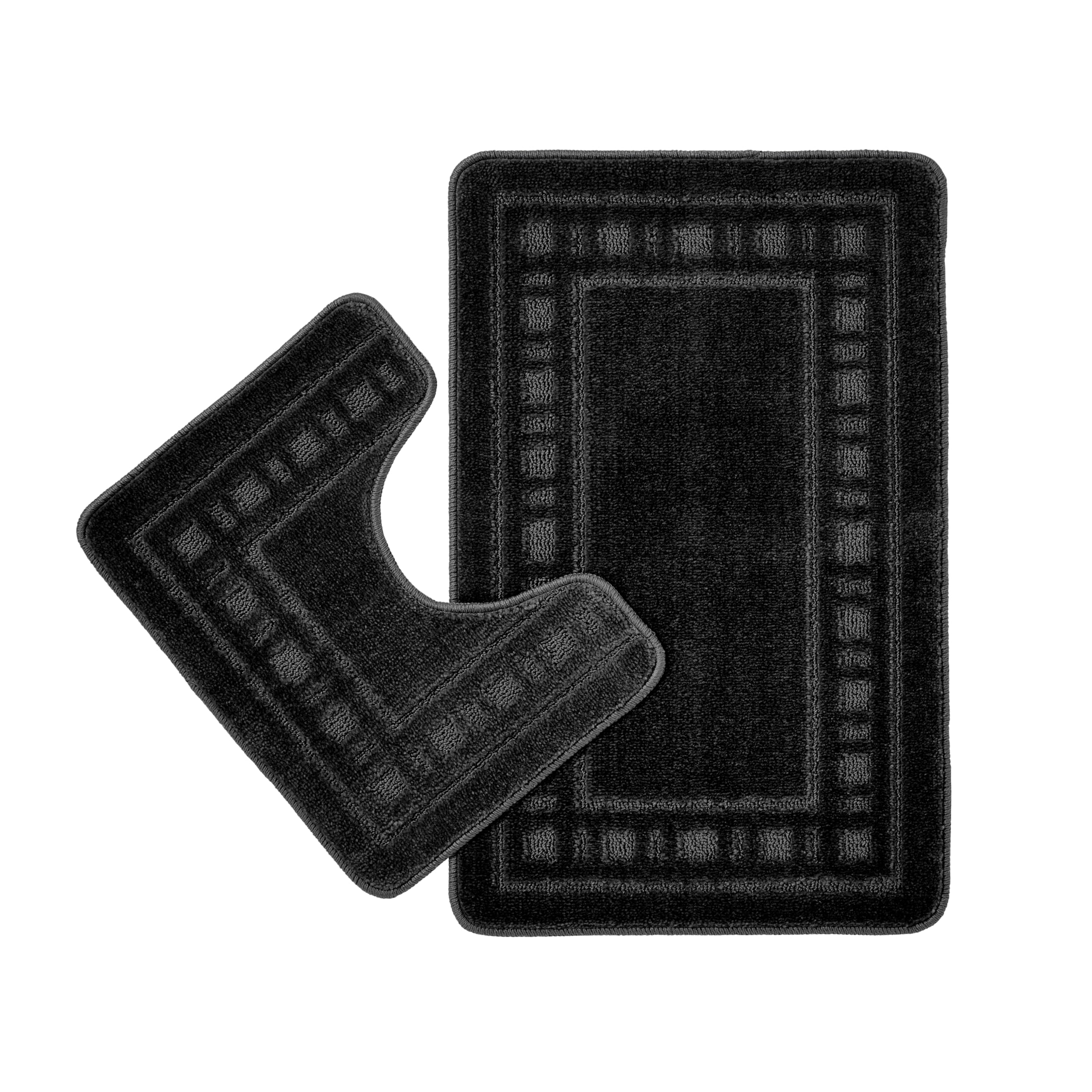 Catherine Lansfield bath garnish Armoni - bath mat & toilet mat - black, 50_x_80_cm - Image 4