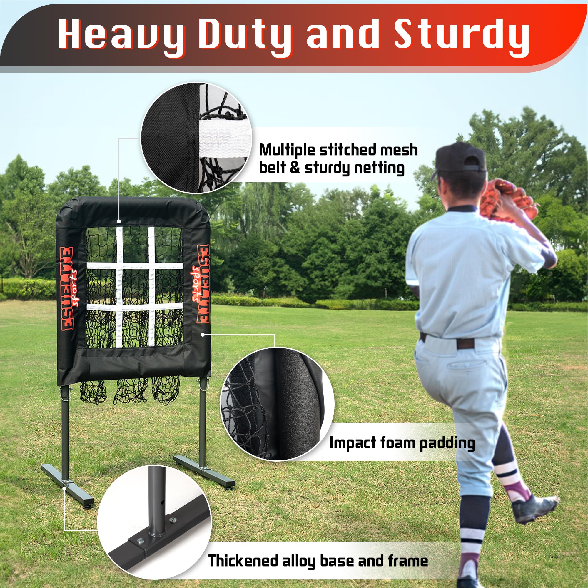 Pitching Net mit Schlagzone, 9-Loch-Pitching-Netz, tragbares Baseball-Softball-Trainingsgerät