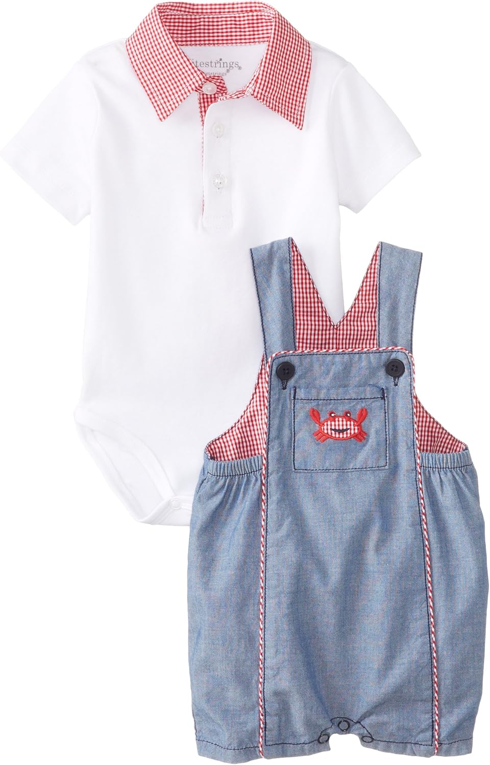 Kitestrings BabyBoys Newborn Cotton Overall and Cotton Interlock Bodysuit Set