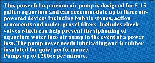 Miniatura 6 de Aqua Culture Bomba de aire de acuario de salida única de 5 a 15 galones con válvula de retención. Fácil de instalar. Salida de aire de hasta 1200 cc