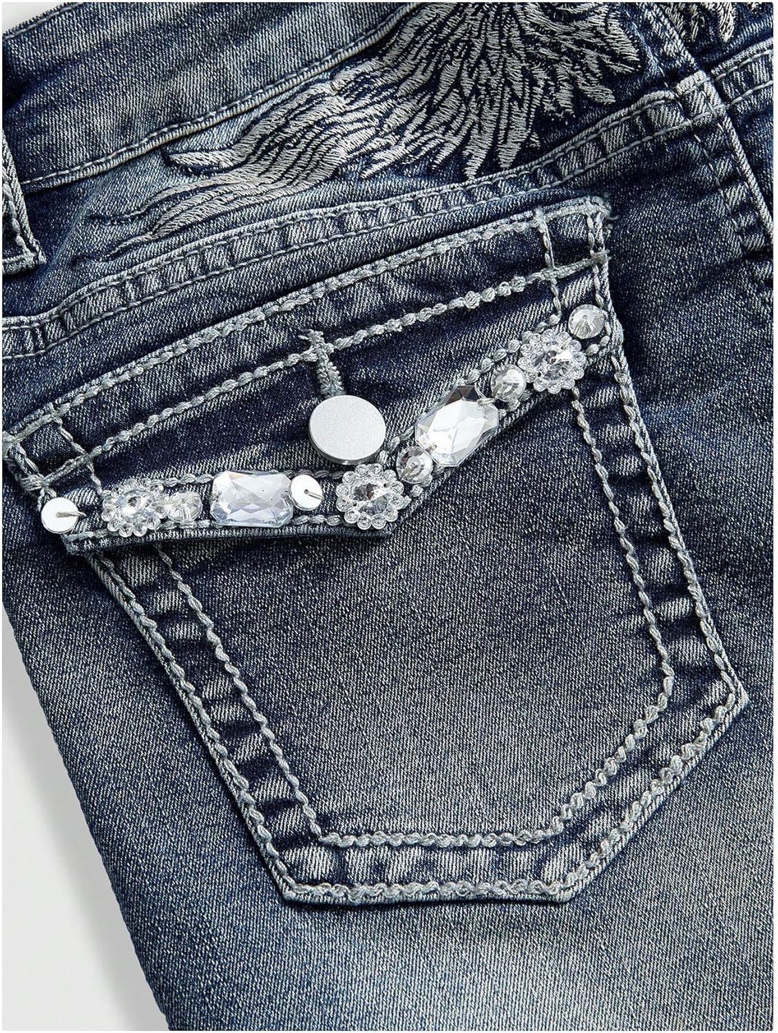 Milumia Women's Y2k Rhinestone Decor Denim Shorts Punk Skinny Mini Shorts with Pocket - Image 4