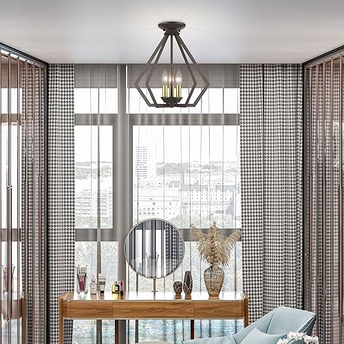 Miniatura 3 de Livex Lighting 40923-05 Prism 3 Light Ch Mini CandelabroMontaje en Techo, 14" x 14" x 16", Cromo Pulido