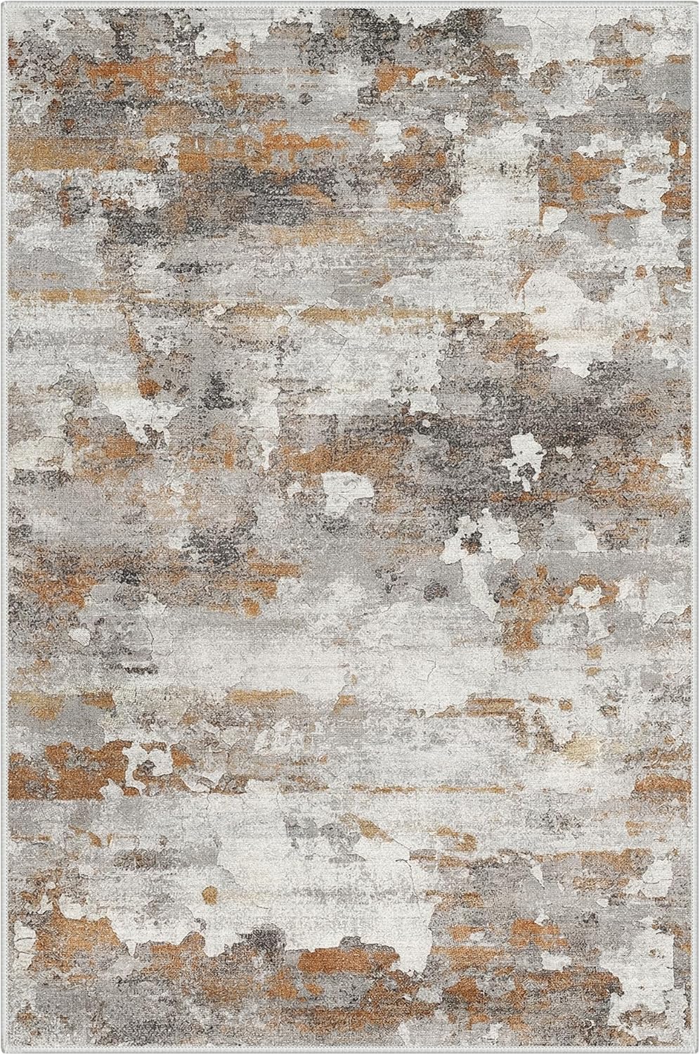 BEIMO 2x3 Rug Entryway Rug Machine Washable Low Pile Non Slip, Indoor Doormat for Front Door Kitchen Bathroom Entrance, Modern Abstract Brush Strokes Print Pattern, Brown Beige
