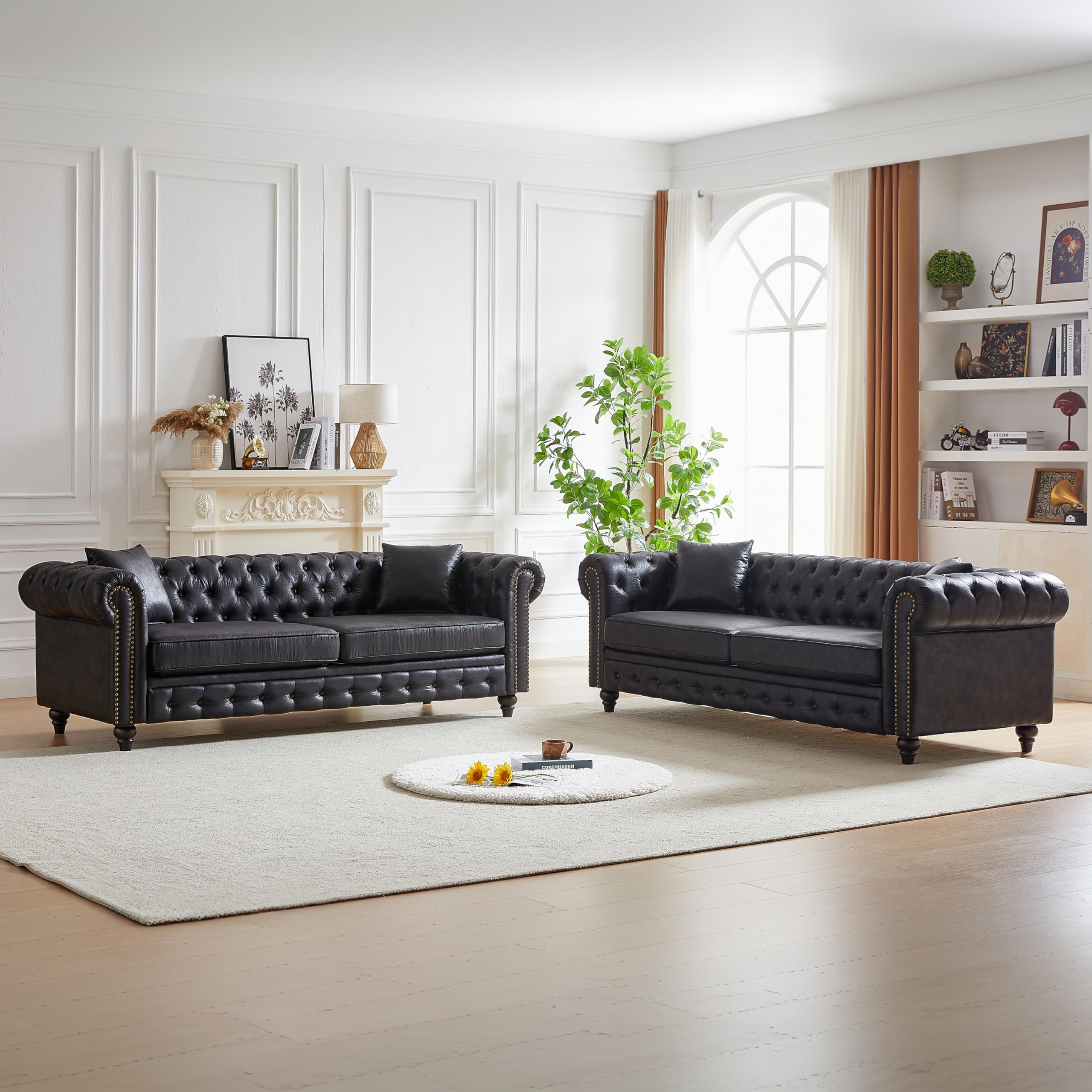 Amazon.com: KEIKI Chesterfield Sofa, Retro Style Upholstered 3+3