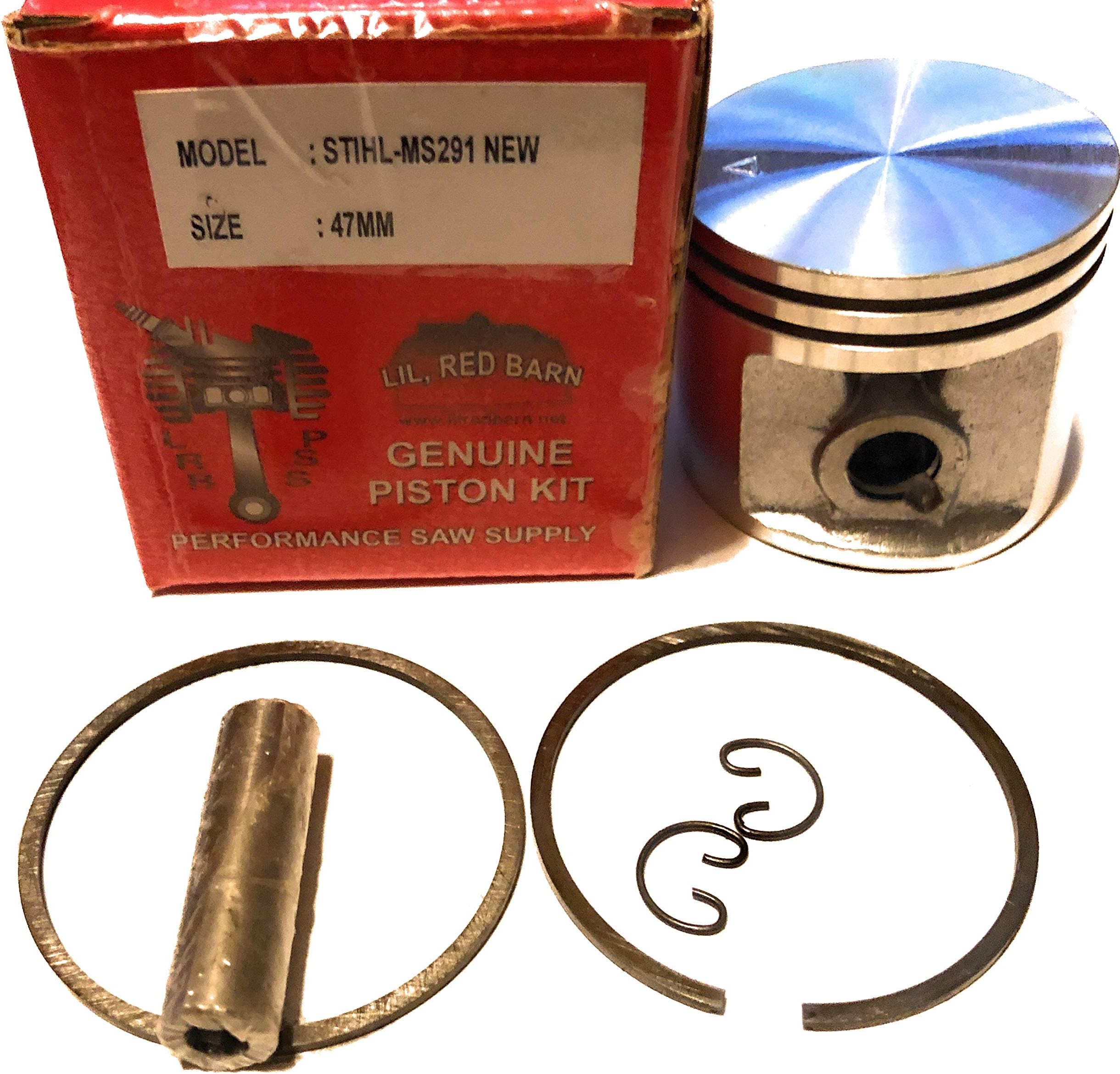 Lil Red BarnCompatible with Stihl Ms291 Piston Kit 47mm Part # 1141-030-2004 Fits Saws That Use The Round Intake Boot and Clamp Ships from The USA