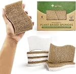 AIRNEX 12 Pack Natural Sponges for Dishes - Biodegradable Sponges for Kitchen - Plant Based Cellulose & Coconut Natural Dish Sponge - Non Toxic Eco Friendly Sponges, Non Scratch Kitchen Scrubber