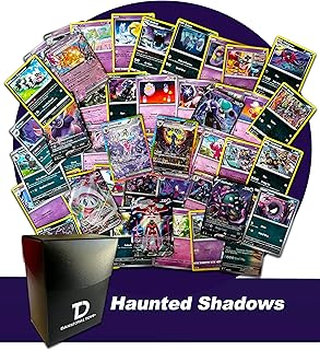 Haunted Shadows Bundle Pokémon Compatible TCG Random Assortment || Guaranteed Grass or Fighting Ultra Rare + 20 Grass or Fighting Pokémon Compatible Cards + Dan123yal Deck Box