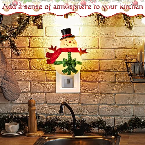 Miniatura 3 de Luz nocturna decorativa de muñeco de nieve de Navidad, luces nocturnas decorativas de Navidad enchufables a la pared con interruptor de