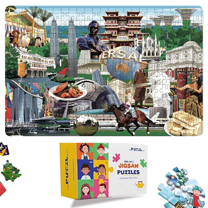 Singapore City 250 Piece Jigsaw Puzzle – Fun Educational Puzzle Game for Kids 7–10 Years & Adults, Explore Travel Culture & History, Perfect Brain Booster and Big Puzzle for Kids
