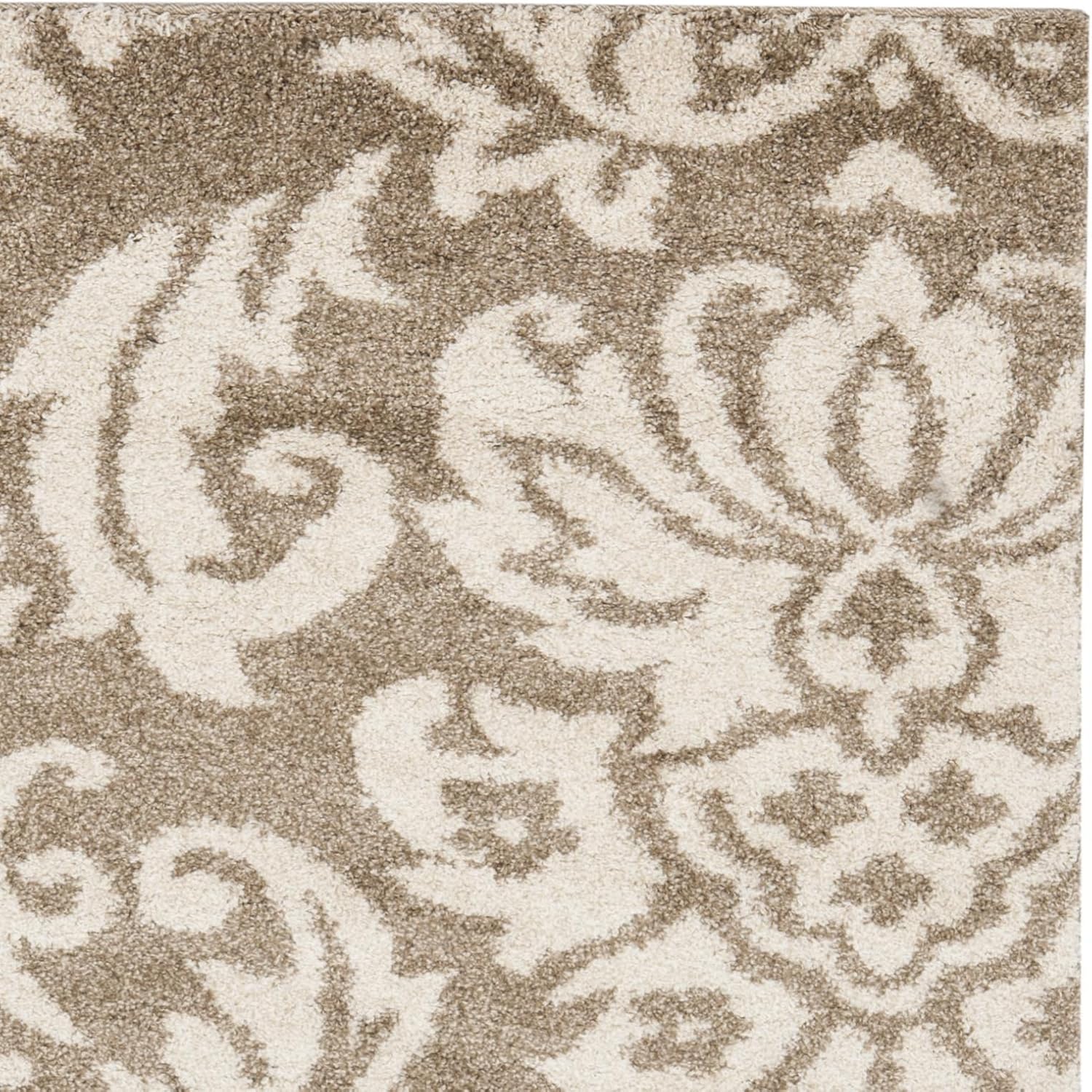 SAFAVIEH Florida Shag Collection Runner Rug - 2'3" x 7', Beige & Cream, Damask Design, Non-Shedding & Easy Care, 1.2-inch Thick Ideal for High Traffic Areas in Living Room, Bedroom (SG460-1311)