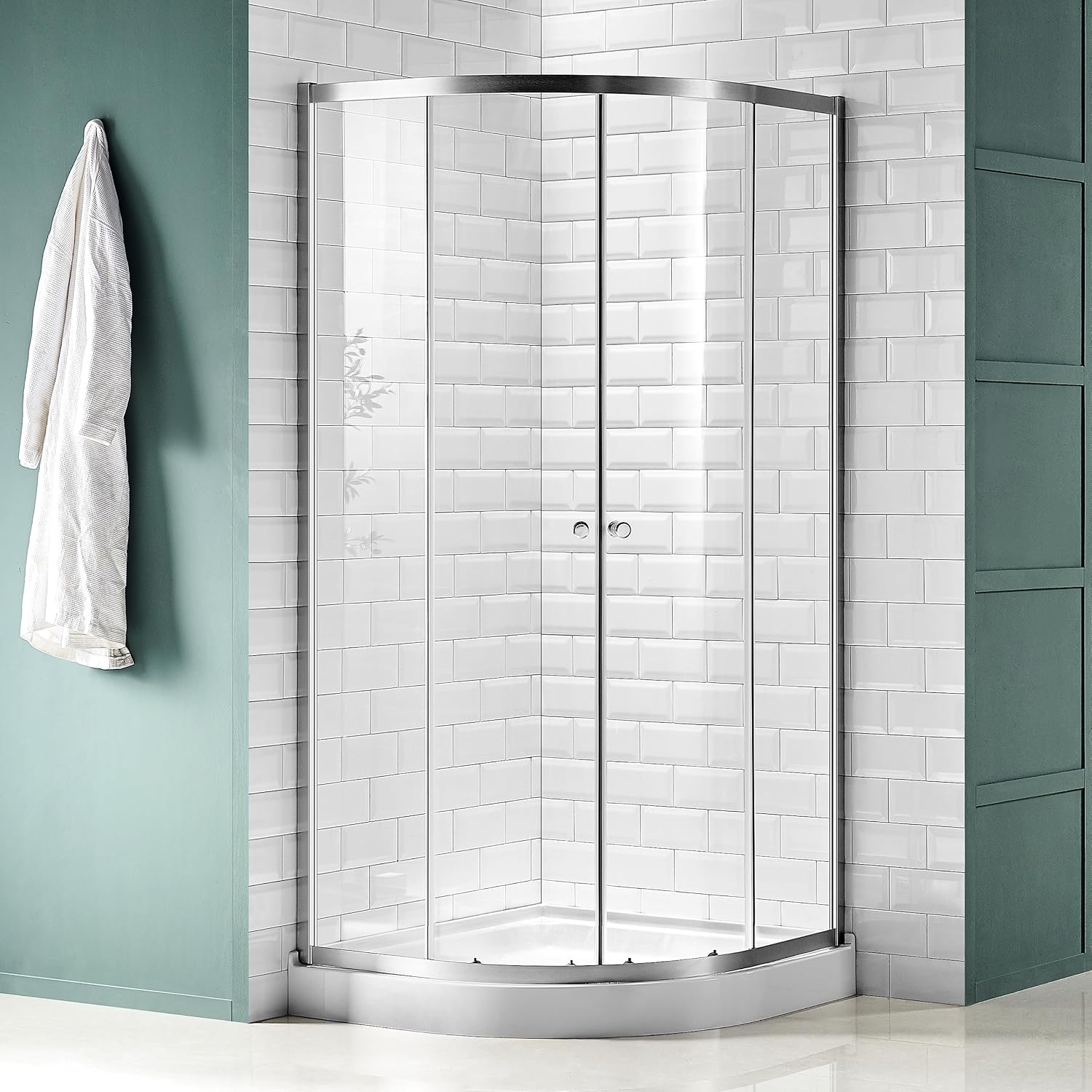 ANZZI Framed Shower Door 76" x 35" with Sliding, Brushed Nickel, Water Repellent Glass Shower Door Rollers and Handle - Mare Series (SD-AZ050-01BN)