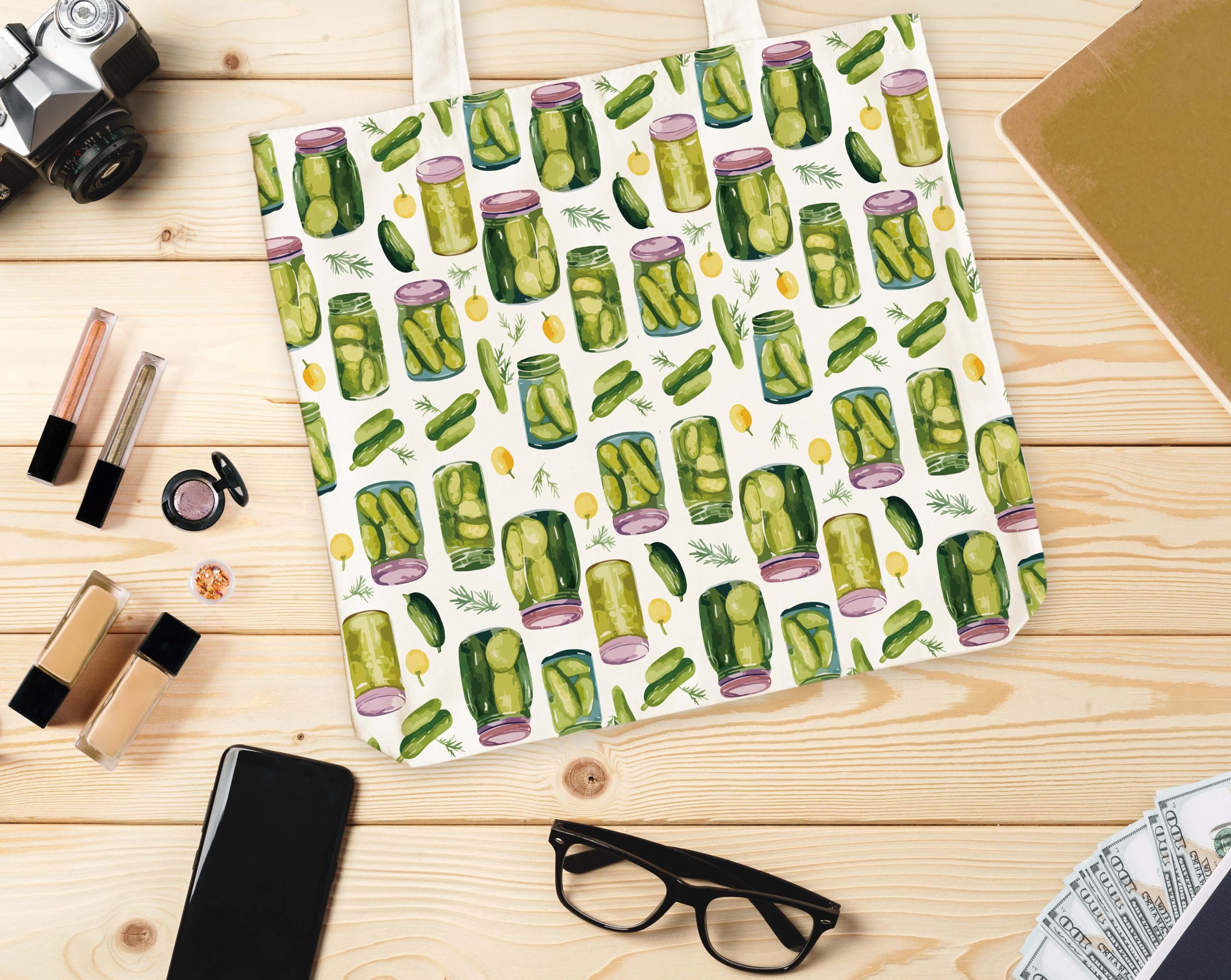 Levitatinyear Pickle Tote Bag for Women, Vintage Pickle Jar Farmers Market Totes, Pickled Food Enthusiasts Gifts for Pickle Lovers, Shoulder Bag -35 - Image 4