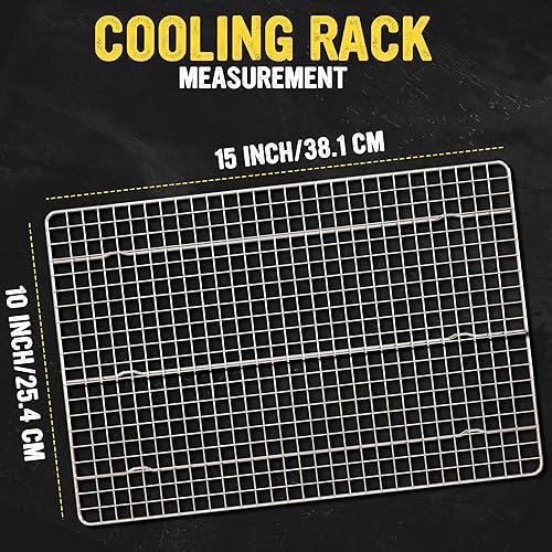Miniatura 2 de Utopia Kitchen Rejillas de enfriamiento para hornear, paquete de 2 unidades de 10 x 15 pulgadas, estante de alambre de acero inoxidable para