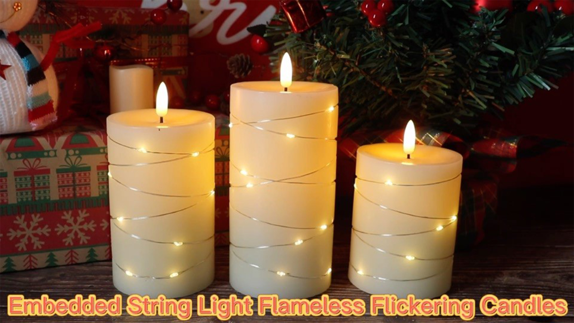 Image of Flameless Flickering Candles String Light with Remote Timer Set of 3 Battery Operated LED Pillar Candles Real Wax 3D Wick Yellow Light Christmas Holiday Decor(3 x 5, 6, 6.8 Inch)
