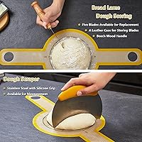 Vista 5 de Juego de hornear pan de masa madre, ovaladas de 10 pulgadas y cestas redondas a prueba de pan Banneton de 9 pulgadas con forro de lino, eslinga