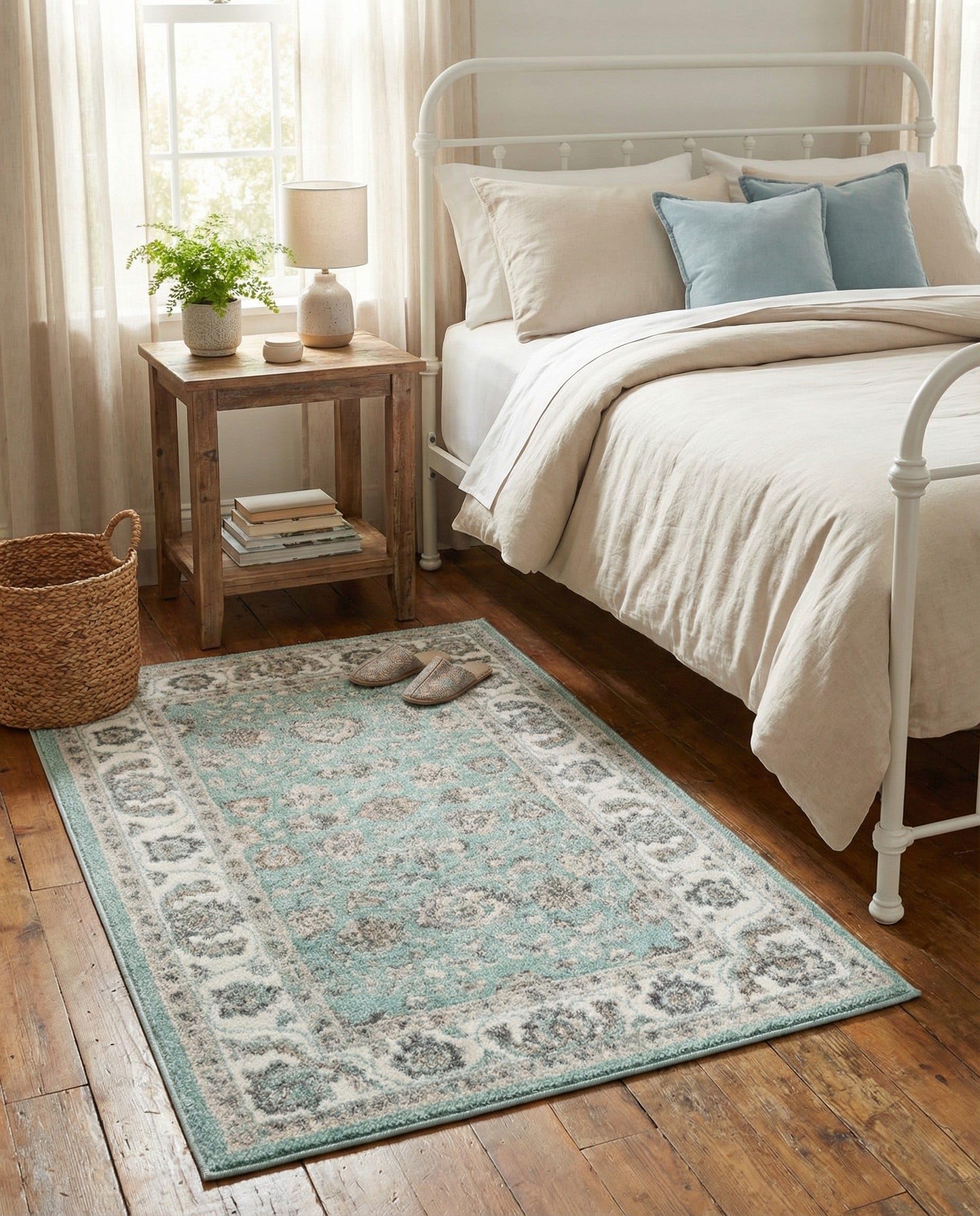 Rugs.com - Aurelia Collection Rug – 3' x 5' 3 Aqua Easy-Clean Rug – Perfect for Entryways, Kitchens, and Bathrooms