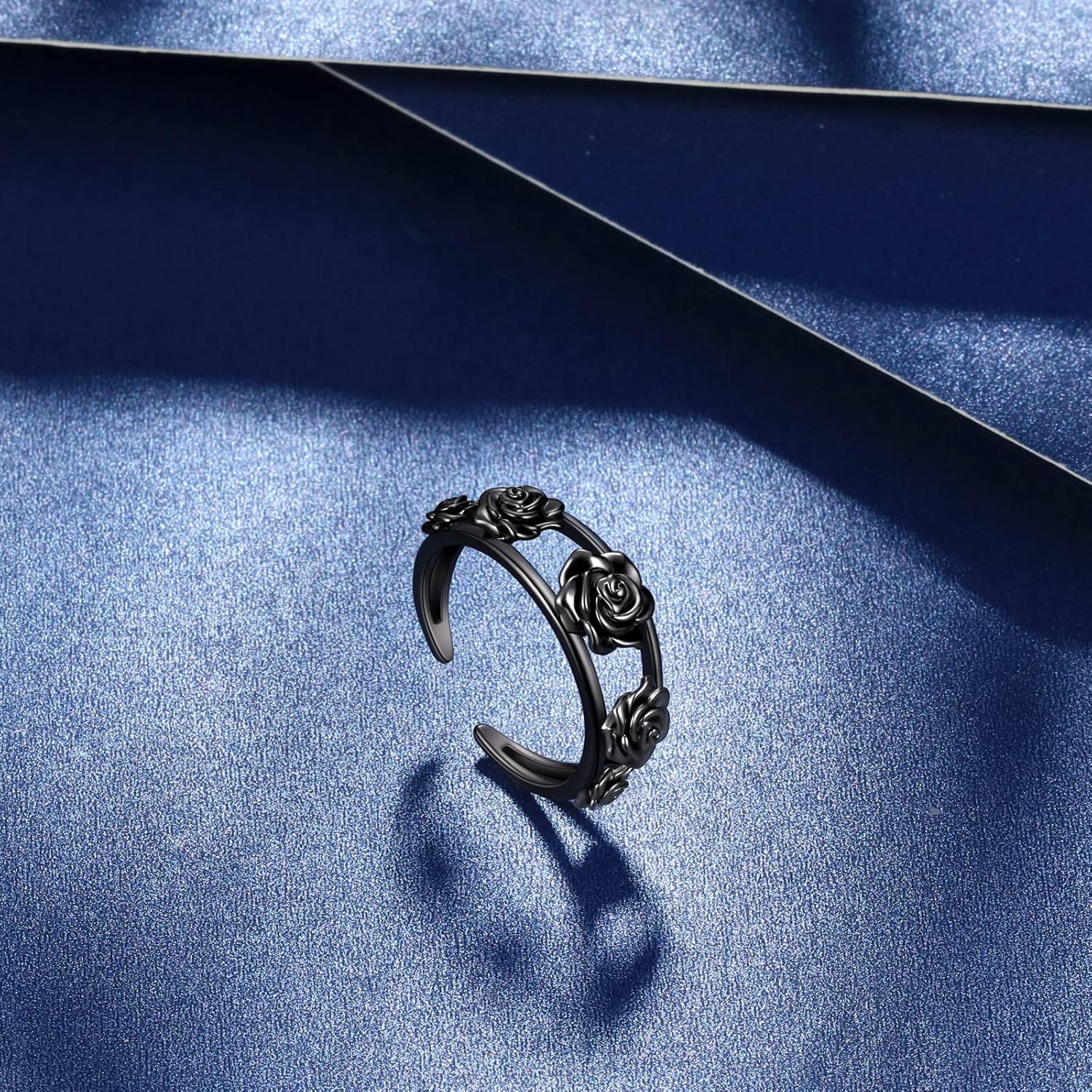 beautlace Rose Adjustable Rings Silver/Black Gun Plated Rose Flower Love Open Ring Elegant Wedding Engagement Jewelry Gifts for Women - Image 5