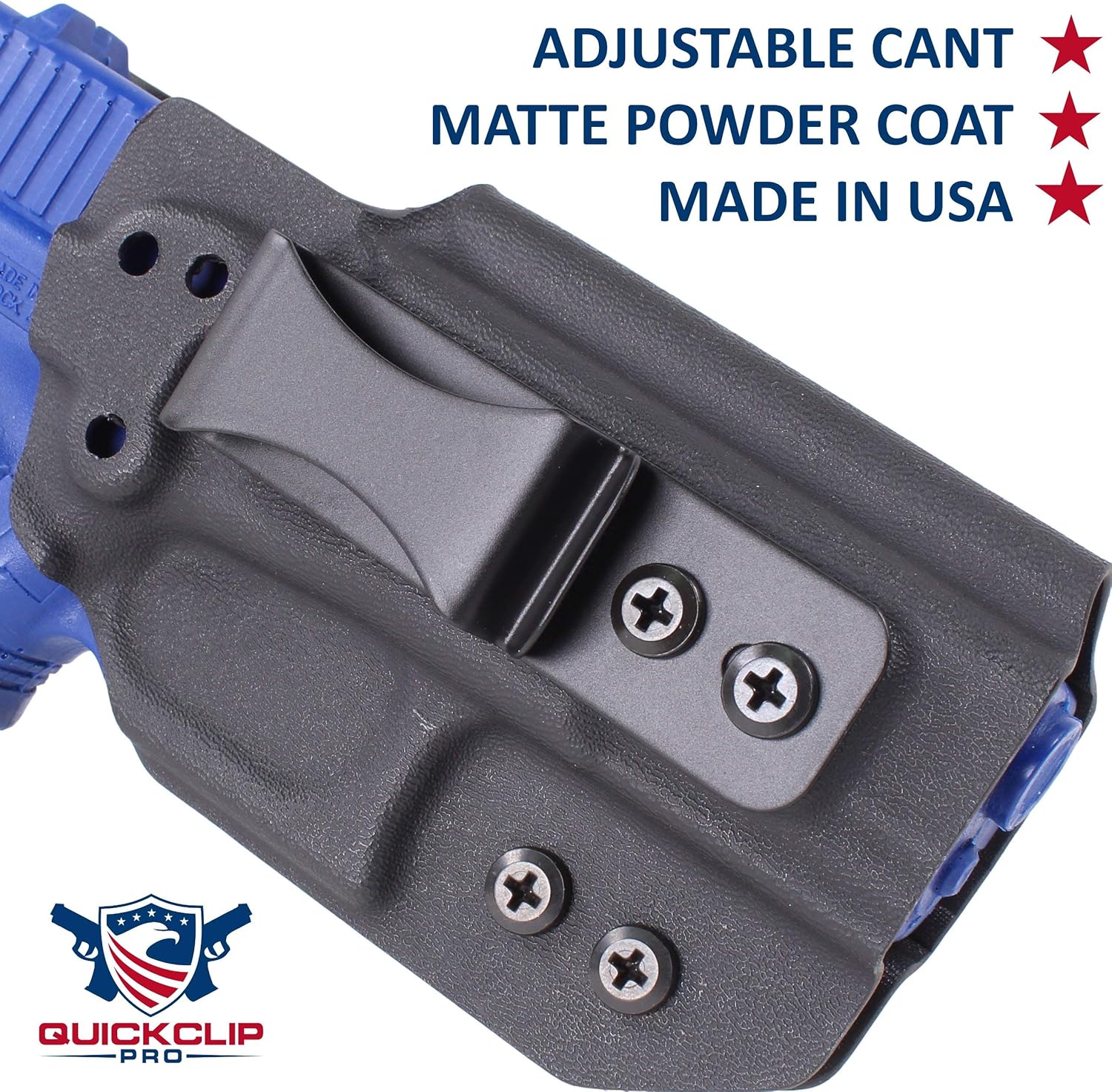Tuckable IWB KYDEX Gun Holster - Concealed Carry Multiple Adjustable Belt Clips - 100% US Made - Inside Waistband