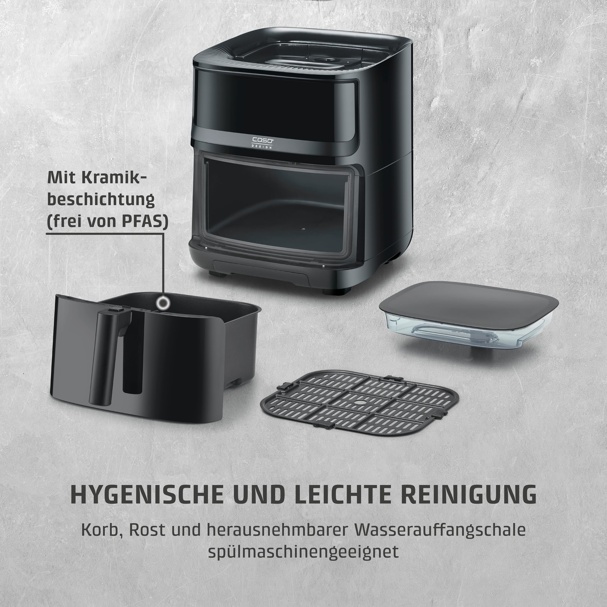 CASO AirFry & Steam 700 - Heißluftfritteuse und Dampfgarer - Testurteil: Sehr Gut, extra großes Korbvolumen 7 Liter, Dampfgarer & Airfryer, Fritteuse ohne Öl/Fett