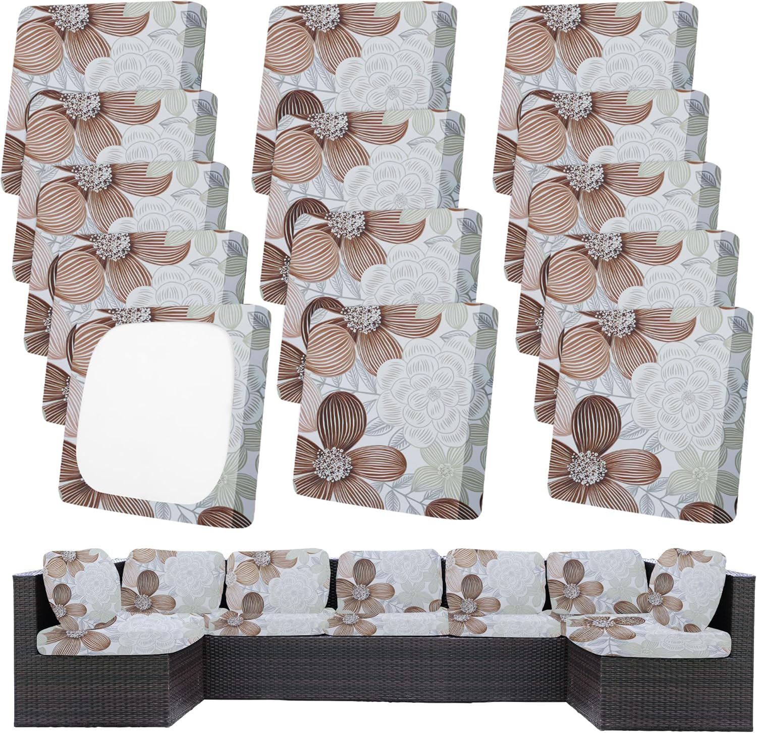 Patio Stretch Cushion Covers, Outdoor Sofa slipcovers for Patio Furniture Cushion Covers, Washable Reusable Furniture Protector (4, Black)