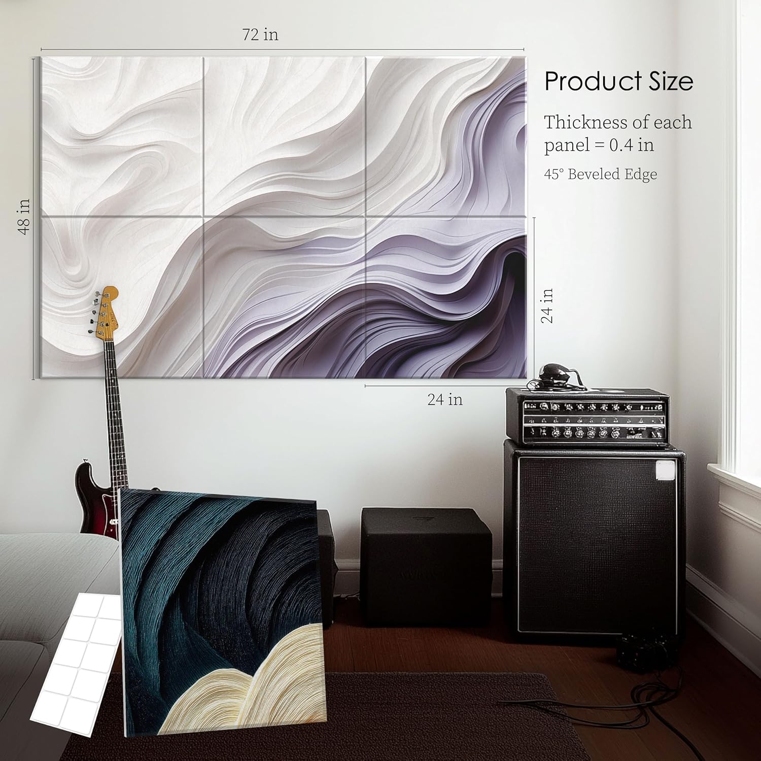 JaneTech Art Acoustic Panels Sound Absorbing Panels, Sound Absorbing Wall Art with Nano Glue for Recording and Home Studio, Office, Conference, White, 72 x 48 Inch
