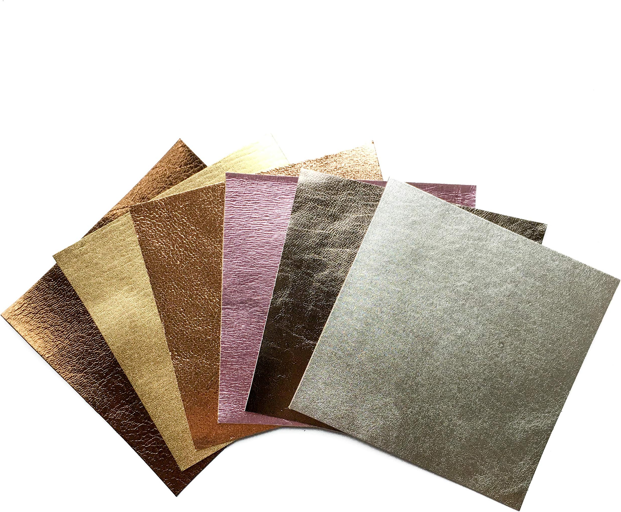 Genuine Scraps for Earrings: 6 Metallic Sheets of for Crafts Including Rose Gold Piece (5x5 Inches)