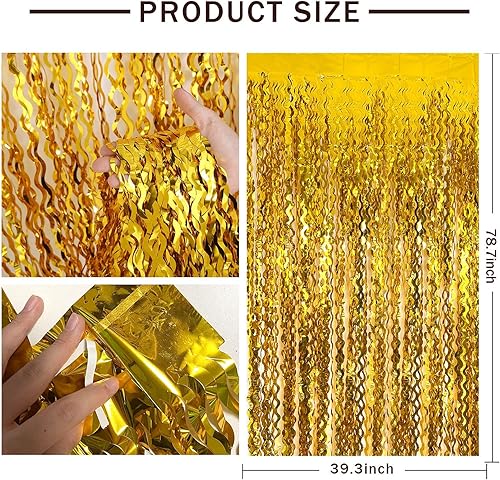 Vista 9 de Cortina cuadrada de oropel para fiesta, 5 cortinas de flecos de papel de aluminio con purpurina, decoración de fiesta, fondo negro para cabina