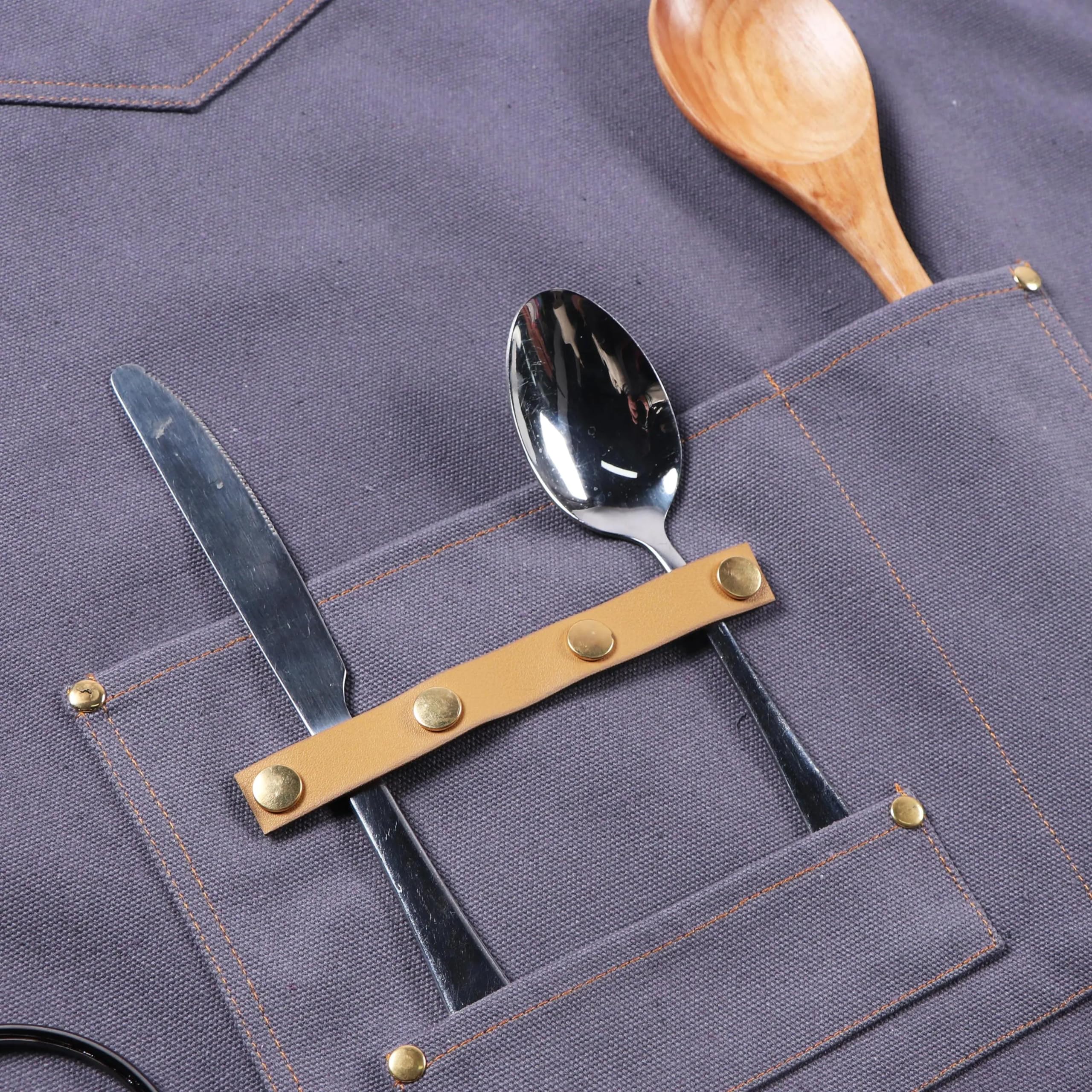 Delantal Cocina Baberos Delantal De Lona Resistente Toalla Colgante Diseño De Bolsillos Grandes Ajustable A Prueba De Cuerpo Unisex