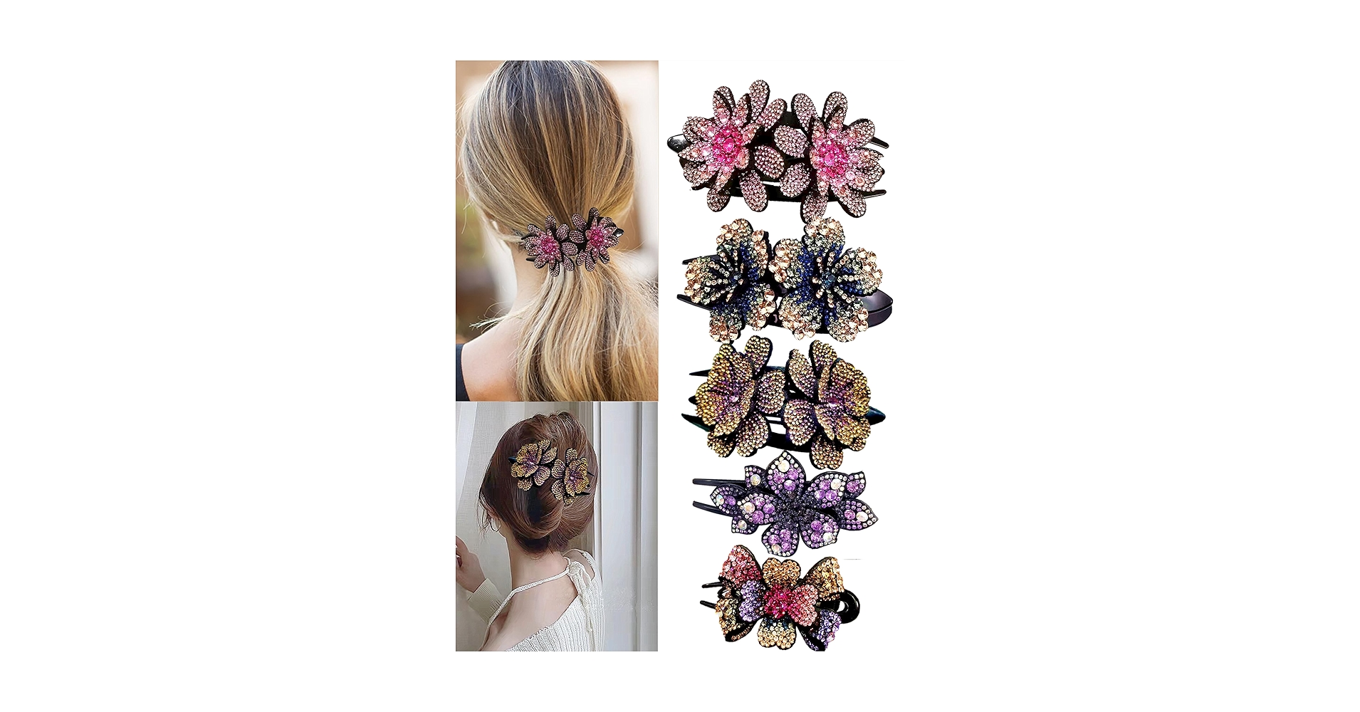 Amazon.com : 5 Pcs double flower decorative jeweled