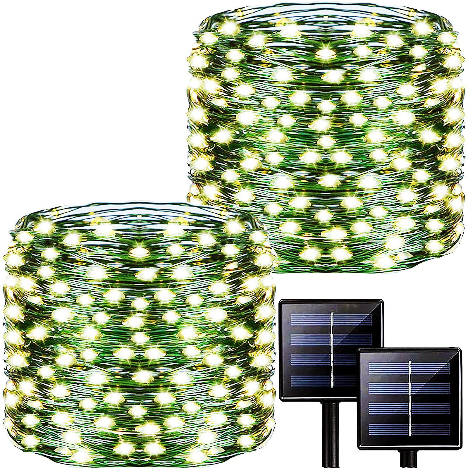 Jedavai 2 Pack 500 LED 180FT Solar String Lights