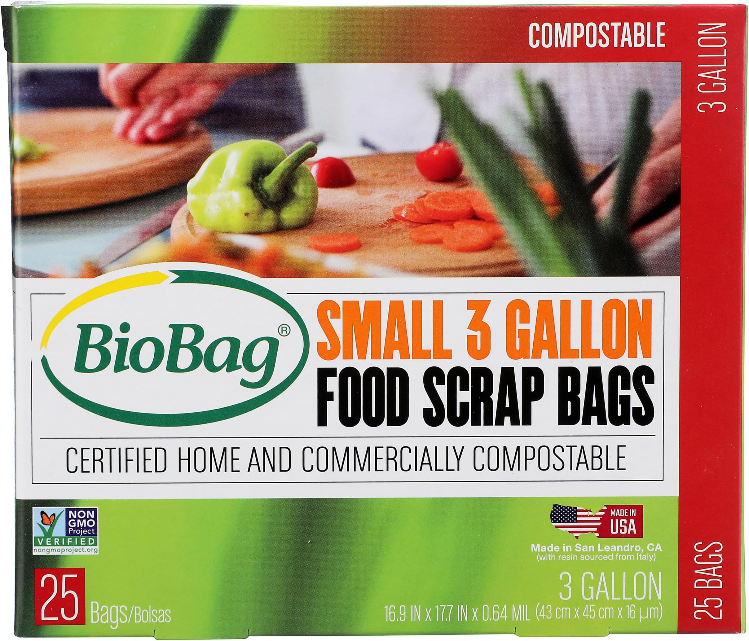BioBag Premium Compostable Food Scrap Bags, 3 Gallon, 25 Count