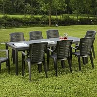 Dmora - Tavolo da esterno Susa, Ripiano rettangolare allungabile da pranzo