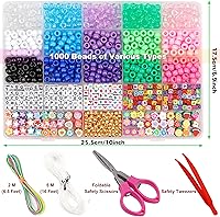 Vista 54 de Cuentas de pony negras para pulseras de amistad, fiesta de vacaciones, plástico, 1000 piezas, cuentas de Halloween para hacer joyas, pulseras DIY