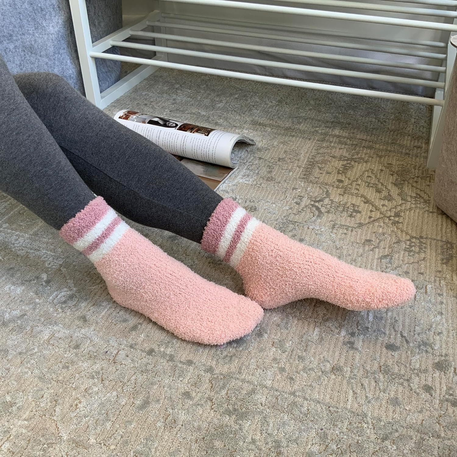 Cuddl Duds Women 6 Pair Pack Warm Cozy Plush Ultra Soft Anklet Lounge Fuzzy Fluffy Comfortable Slipper Socks