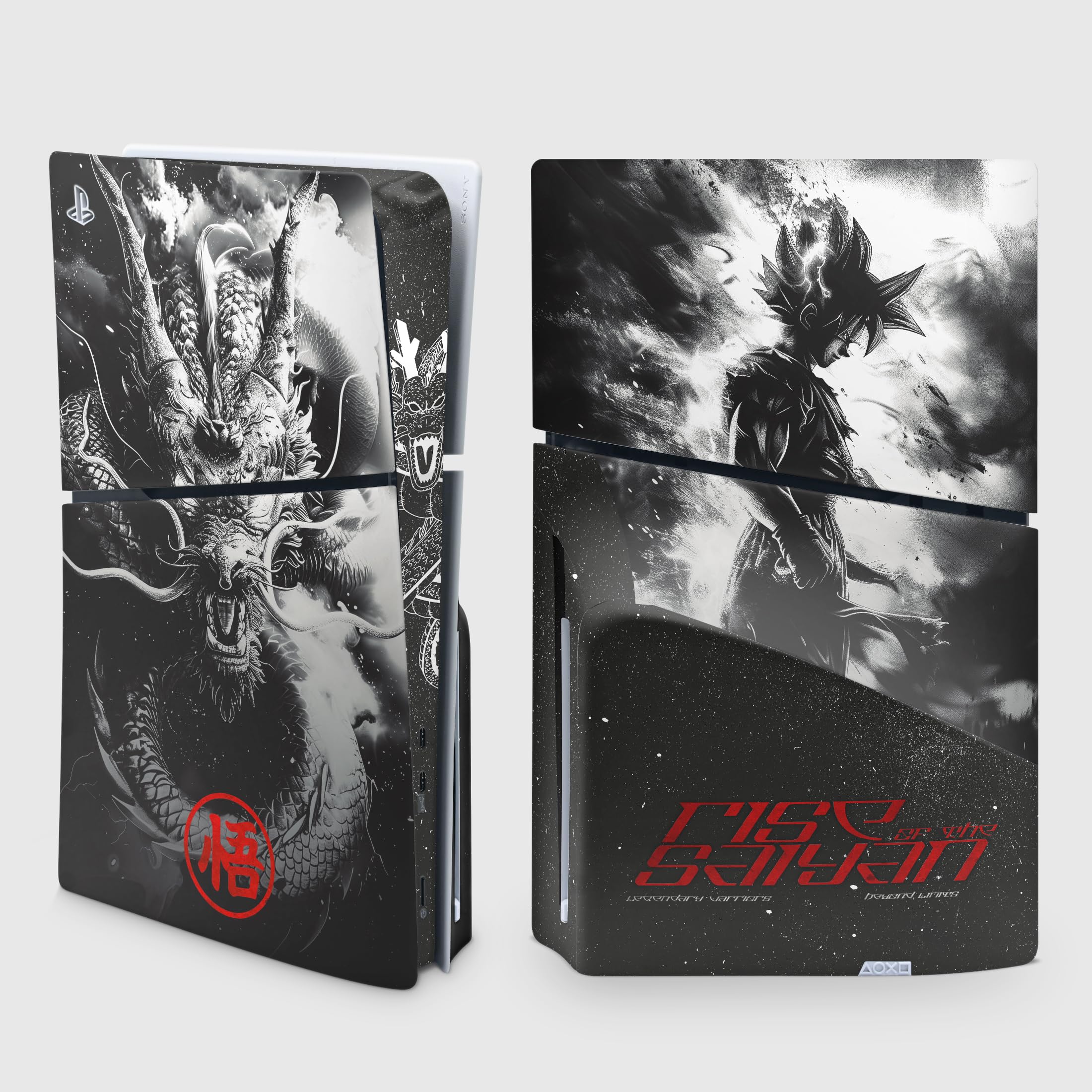 Sticker PS5 Guerrier Dragon, Autocollant pour Playstation 5 Manga, Console et Manette, Edition Slim Disque, Skin Guerrier PS5 (2 Manettes)